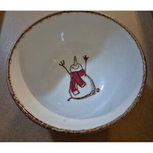 6" X 3.5" Handcrafted In Portugal Snowman Bowl